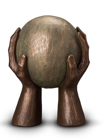 Keramische urn brons Gedragen