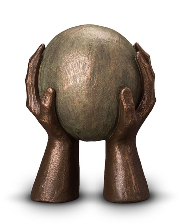 Keramische urn brons Gedragen
