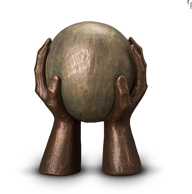 Keramische urn brons Gedragen