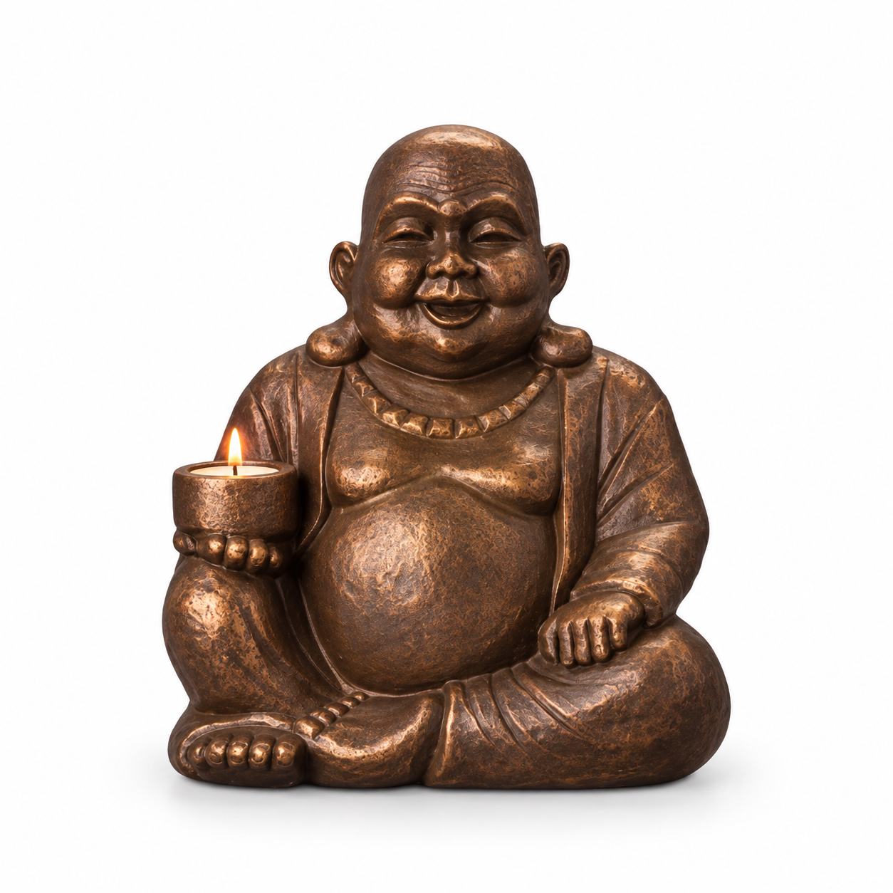 Keramische urn brons Boeddha (waxine)