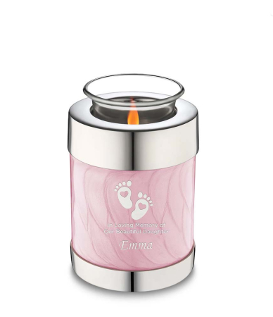 urn roze waxinelicht