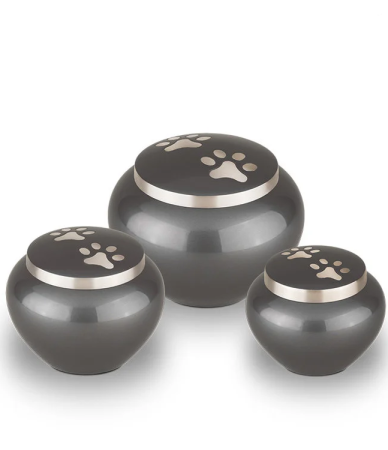 Dierenurn metaal Antraciet met Zilverkleur