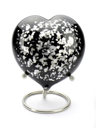 Urnehart zwart -zilver