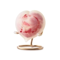 Mini urn -Frosted medium heart rose kat staart en hartje