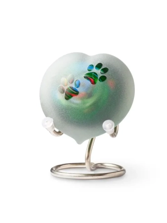 Urn hond -Frosted pebble heart multi green pootjes