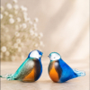 41593 Urn vogel blauw-wit-groen-bruin-oranje