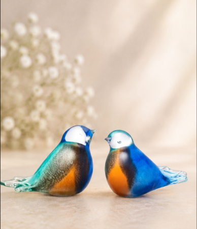Urn vogel blauw-wit-groen-bruin-oranje