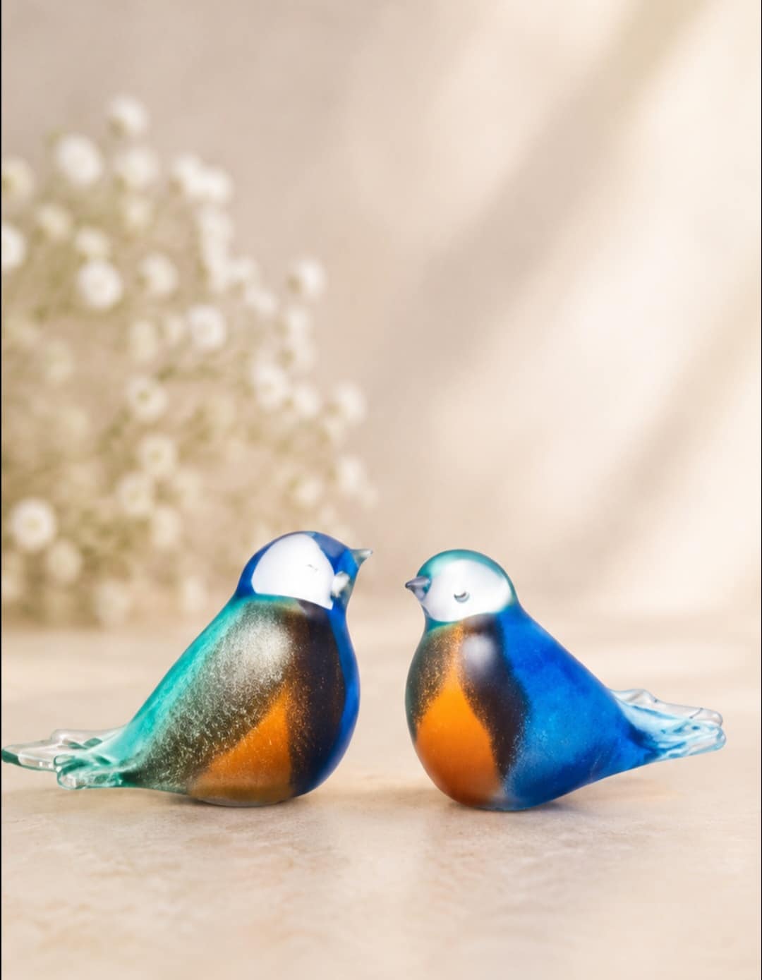 Urn vogel blauw-wit-groen-bruin-oranje