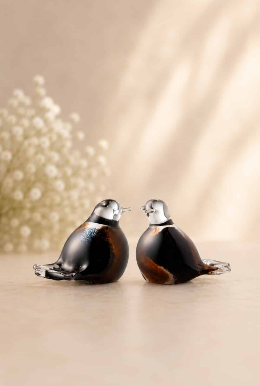 41605 Urn vogel bruin - wit - zwart