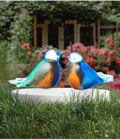 Urn vogel blauw-wit-groen-bruin-oranje