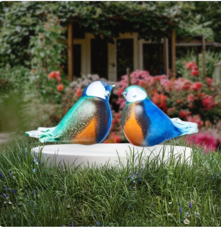 Urn vogel blauw-wit-groen-bruin-oranje