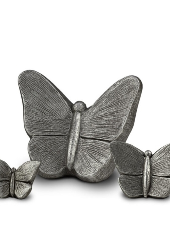 Keramische urn Mariposa vlinder zilverkleur