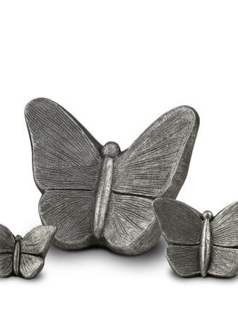 Keramische urn Mariposa vlinder zilverkleur