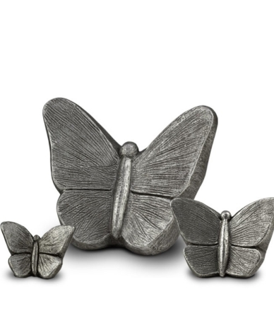 Keramische urn Mariposa vlinder zilverkleur