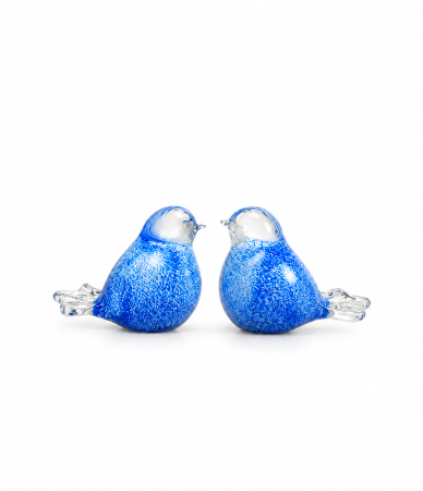 Mini urn vogel blauw – wit