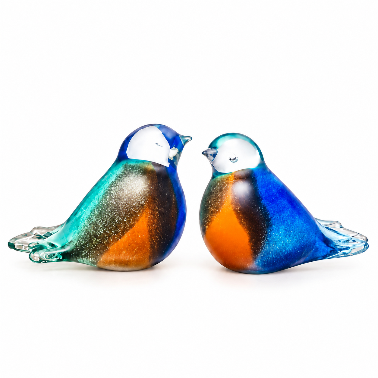Urn vogel blauw-wit-groen-bruin-oranje - Afbeelding 1