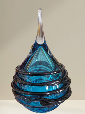 Urn blauw -Asdruppel van glas