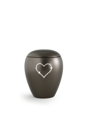 Urn met Swarovski hart Chocolade bruin - in diverse maten