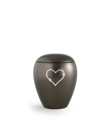 Urn met Swarovski hart Chocolade bruin - in diverse maten