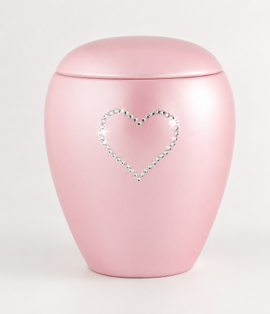 Urn met Swarowski hart - in diverse kleuren en maten