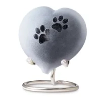 Urn hond - Frosted pebble heart black-white melange pootjespootjes