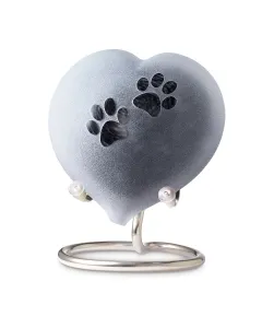 Urn hond - Frosted pebble heart black-white melange pootjespootjes