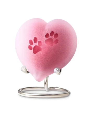 Urn hond - Frosted pebble heart baby roze pootjes