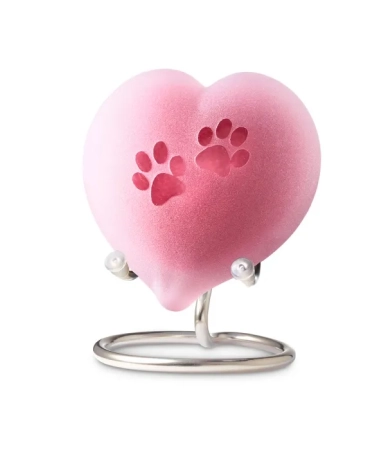 Urn hond - Frosted pebble heart baby roze pootjes