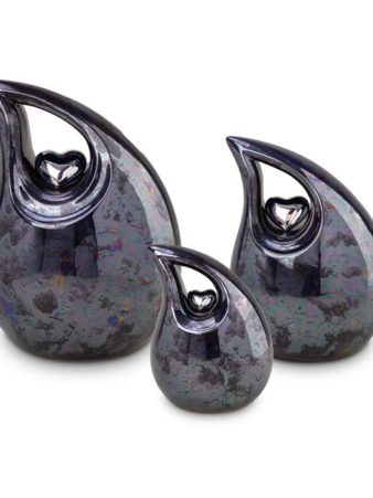 Keramische Urn - Zwartblauw & zilverkleur