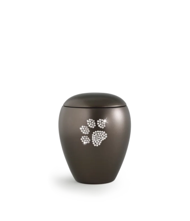 Dierenurn met Swarovski dierenpoot Chocolade bruin - in diverse maten