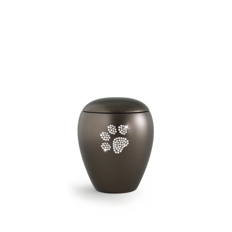 Dierenurn met Swarovski dierenpoot Chocolade bruin - in diverse maten