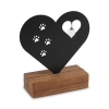 udp15har02 Staander metaal op houten sokkel - Hart hondenpootje met glasbol