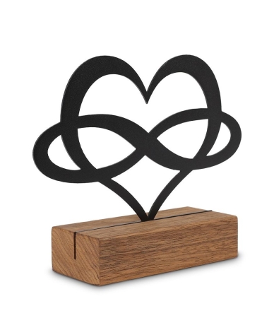 Staander metaal op houten sokkel - Hart infinity - 10ml