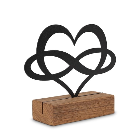 Staander metaal op houten sokkel - Hart infinity - 10ml