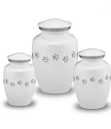 metaal dierenurn wit pootjes