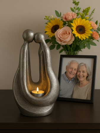 Keramische urn brons Verbonden ( Waxine) zilverkleur