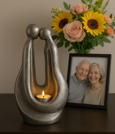 Keramische urn brons Verbonden ( Waxine) zilverkleur