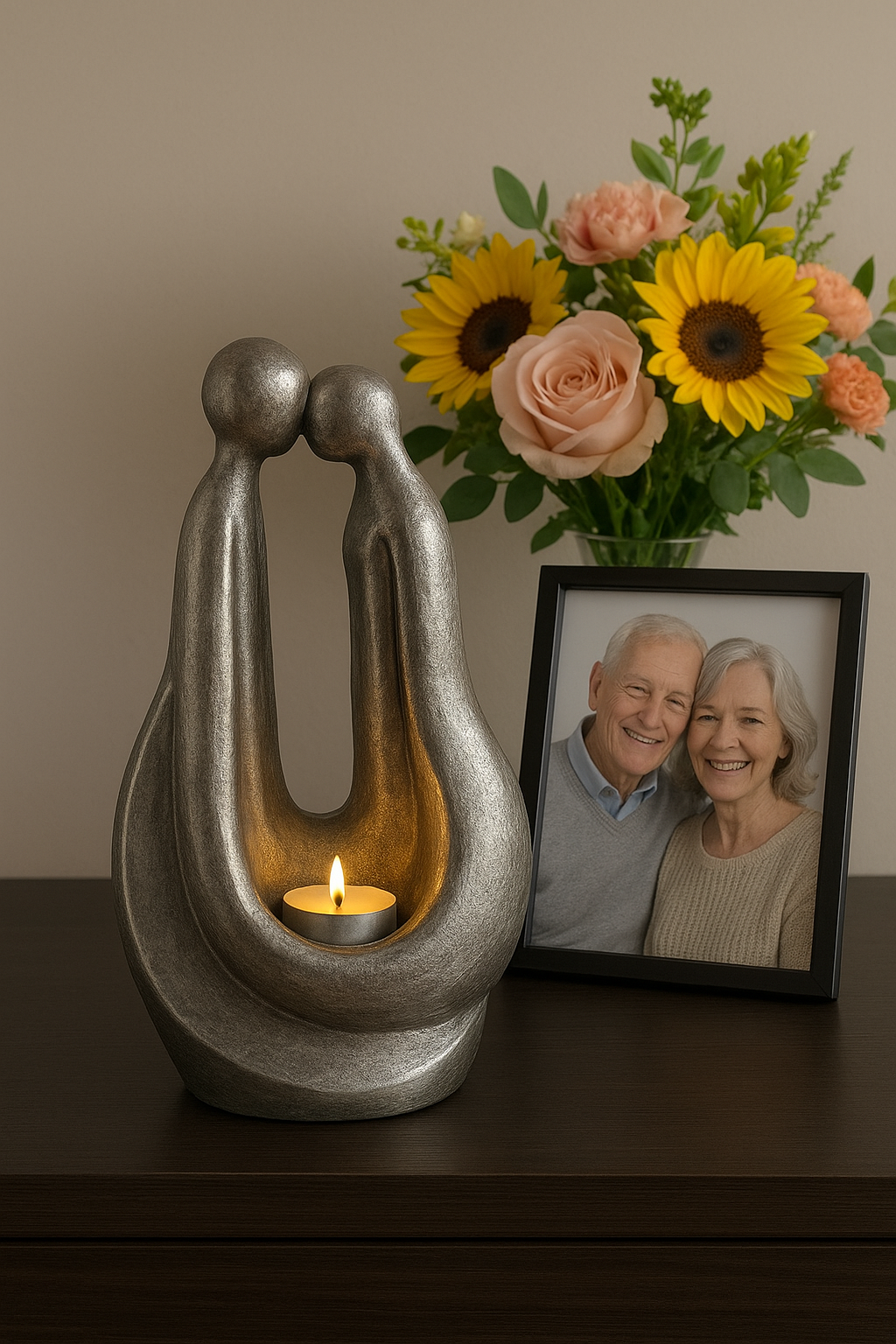 Keramische urn brons Verbonden ( Waxine) zilverkleur