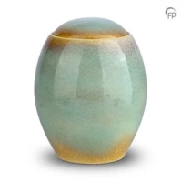 Keramische urn Turquoise & Beige