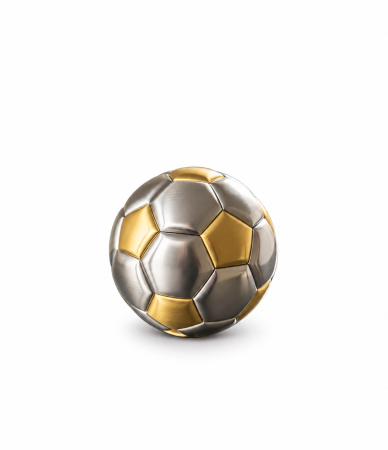 Mini urn - Voetbal Goudkleur met zilverkleur