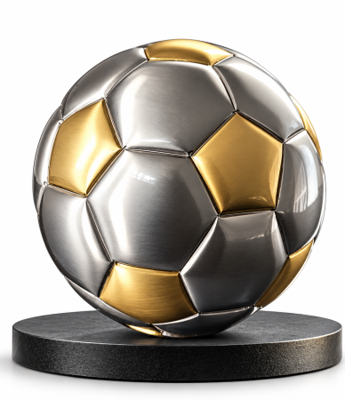 urn voetbal goudkleur met zilverkeur