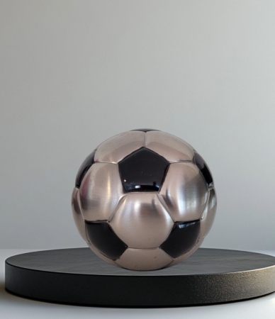Mini urn - Voetbal met zilverkleur MAT