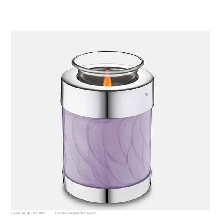 Urn-met-waxinelicht-paars-t670-Urnenonline.nl_ kopie waxinehouder urn paars