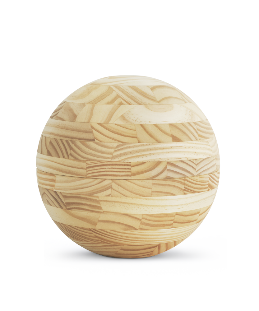 Houten urn - Bol ( inhoud 3.5 kilo)