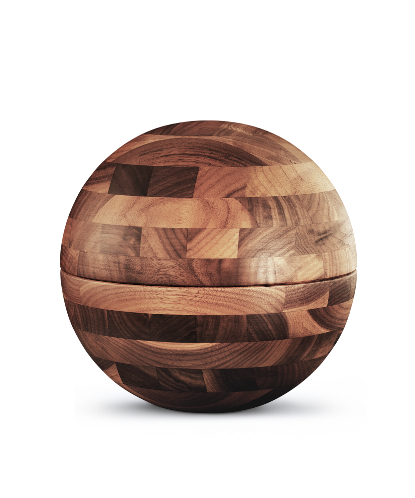 Houten urn - Bol Walnoothout ( 3.5 kilo )