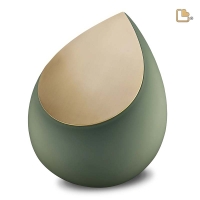 Urn Druppel groen met matgoud kleur ( 2 formaten)