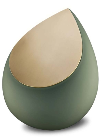 Urn Druppel groen met matgoud kleur ( 2 formaten)