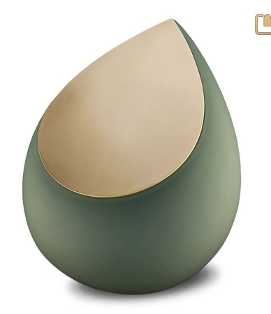 Urn Druppel groen met matgoud kleur ( 2 formaten)