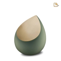 Urn Druppel groen met matgoud kleur ( 2 formaten)