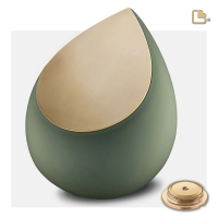 Urn Druppel groen met matgoud kleur ( 2 formaten)